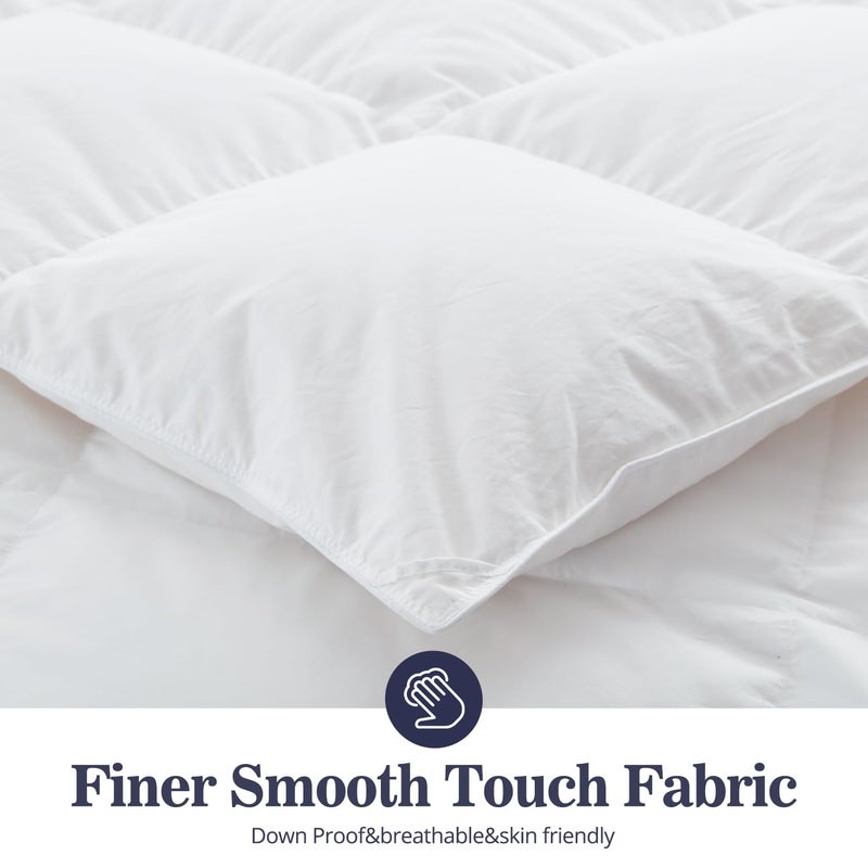 Globon Ultra-Soft Down Feather Comforter King Size Luxurious Hotel Collection Fluffy Duvet Insert for All Season Noiseless Shell 700 Filling Power Medium Weight with Corner Tabs  White - Image 5